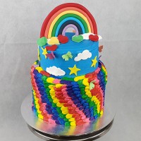 Rainbow - Rainbow Petals with Upright Rainbow Cake 